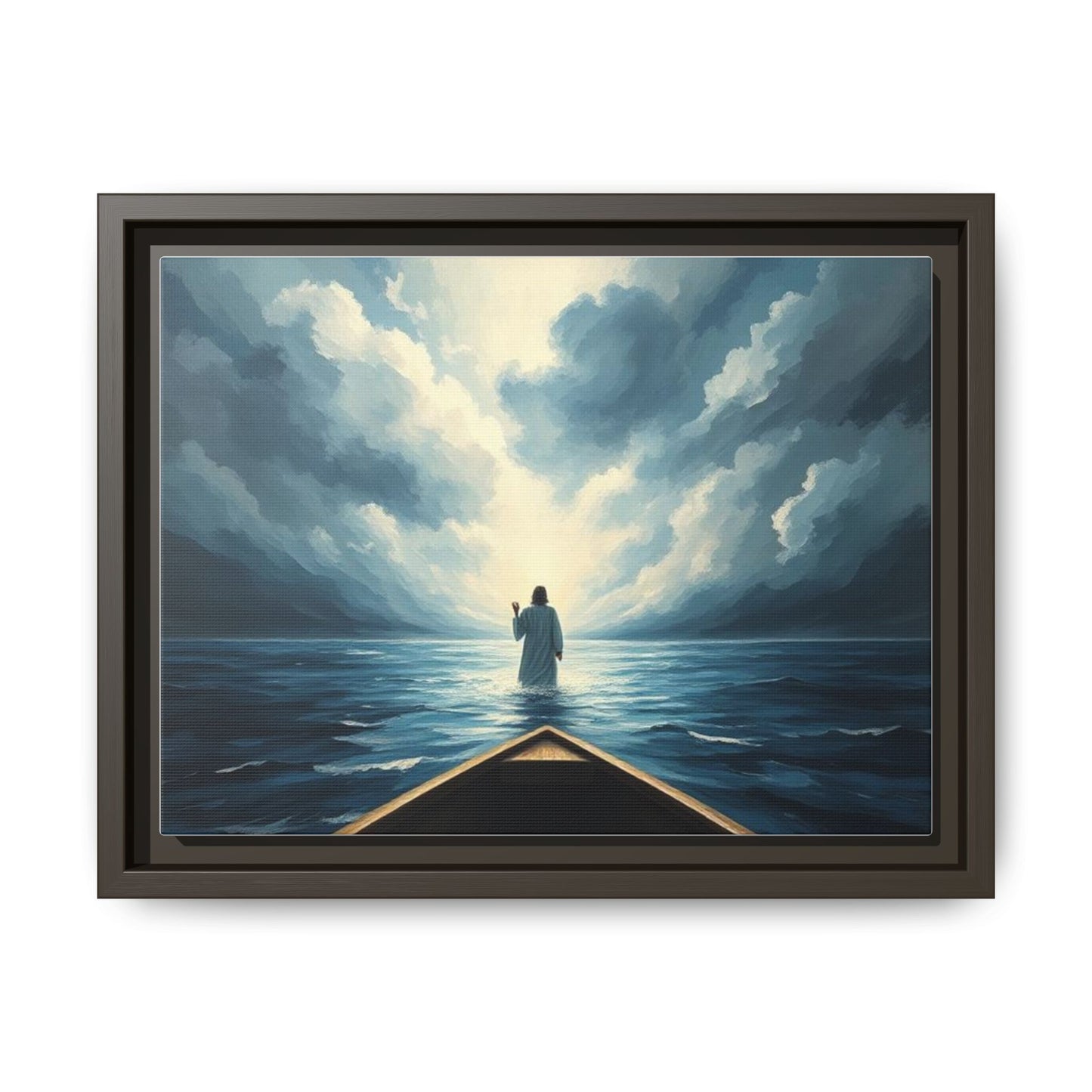 Serene Landscape Wall Art, Framed Canvas, Inspirational Home Decor, Religious Artwork, Spiritual Gift, Nautical Frame