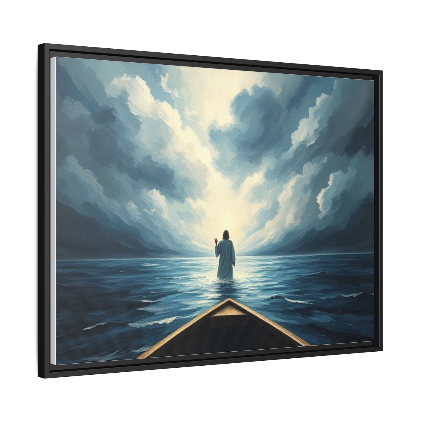 Serene Landscape Wall Art, Framed Canvas, Inspirational Home Decor, Religious Artwork, Spiritual Gift, Nautical Frame