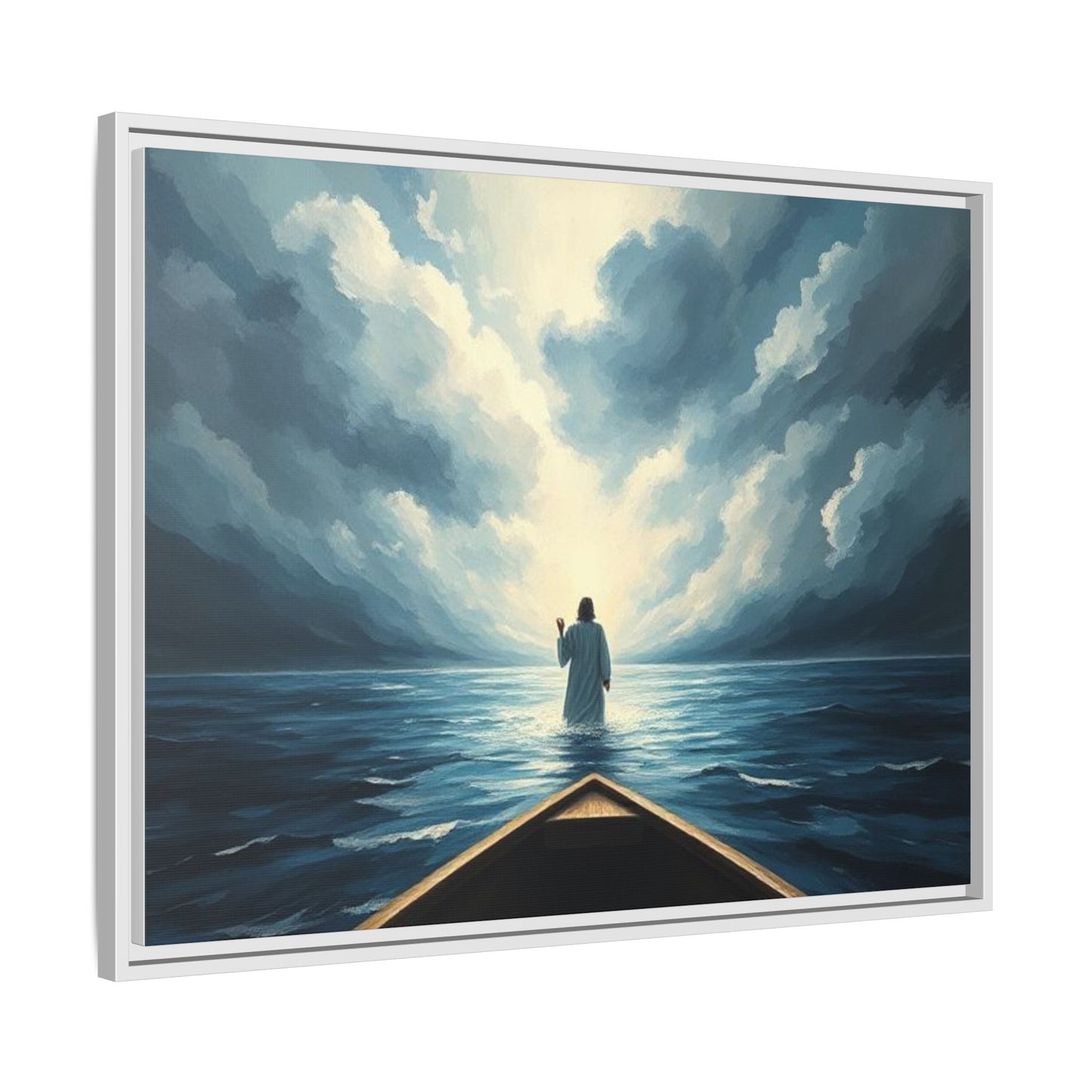 Serene Landscape Wall Art, Framed Canvas, Inspirational Home Decor, Religious Artwork, Spiritual Gift, Nautical Frame