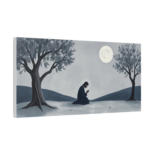 Serene Moonlit Prayer Canvas Art, Meditative Wall Decor, Perfect for Home, Spiritual Gift, Bedroom Decoration