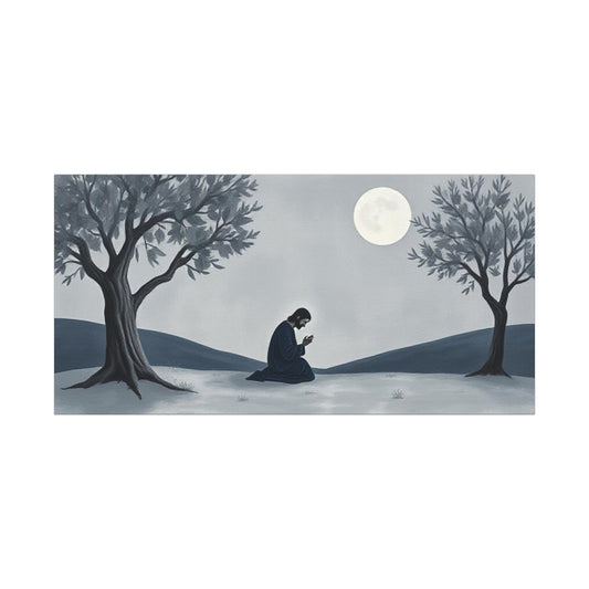 Serene Moonlit Prayer Canvas Art, Meditative Wall Decor, Perfect for Home, Spiritual Gift, Bedroom Decoration