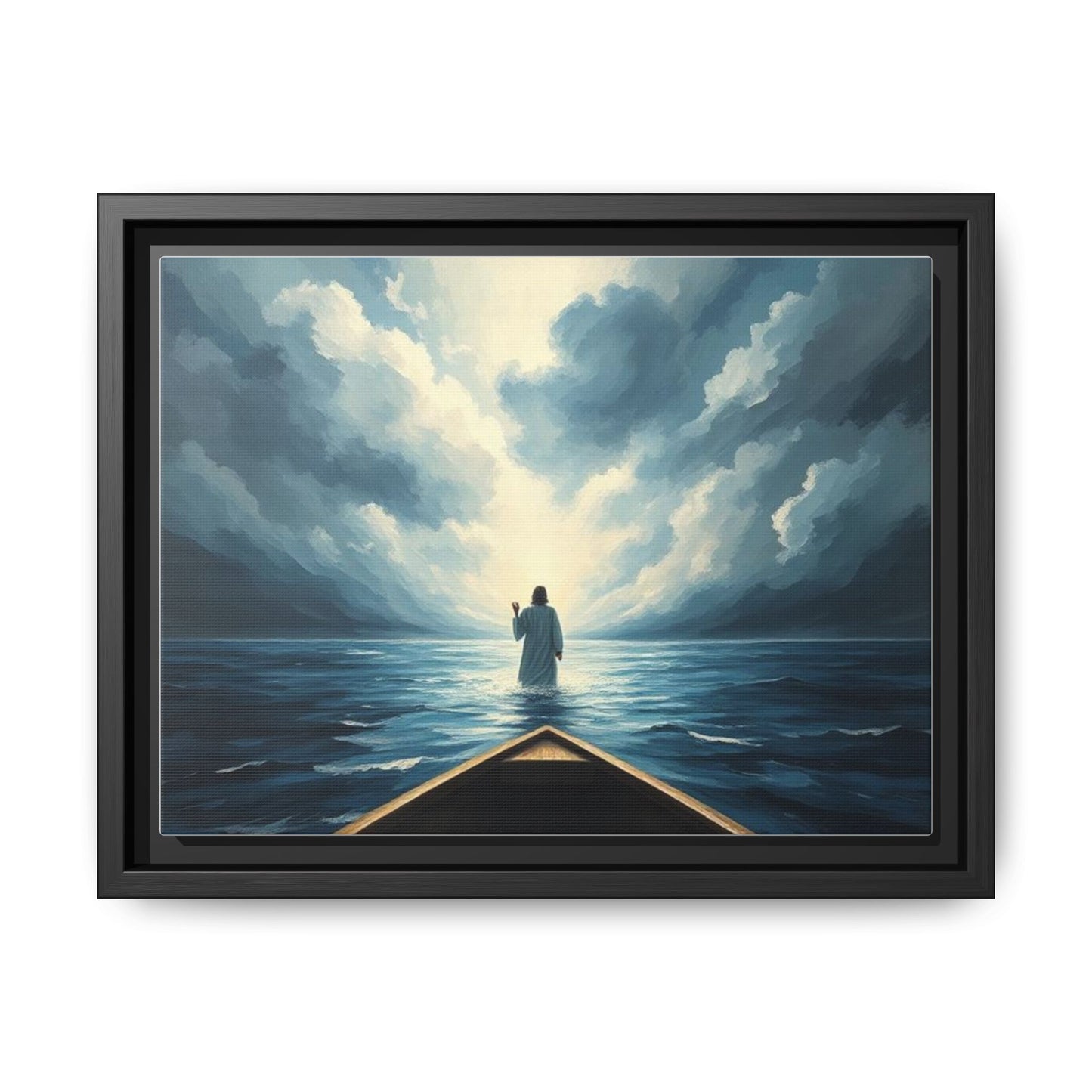 Serene Landscape Wall Art, Framed Canvas, Inspirational Home Decor, Religious Artwork, Spiritual Gift, Nautical Frame