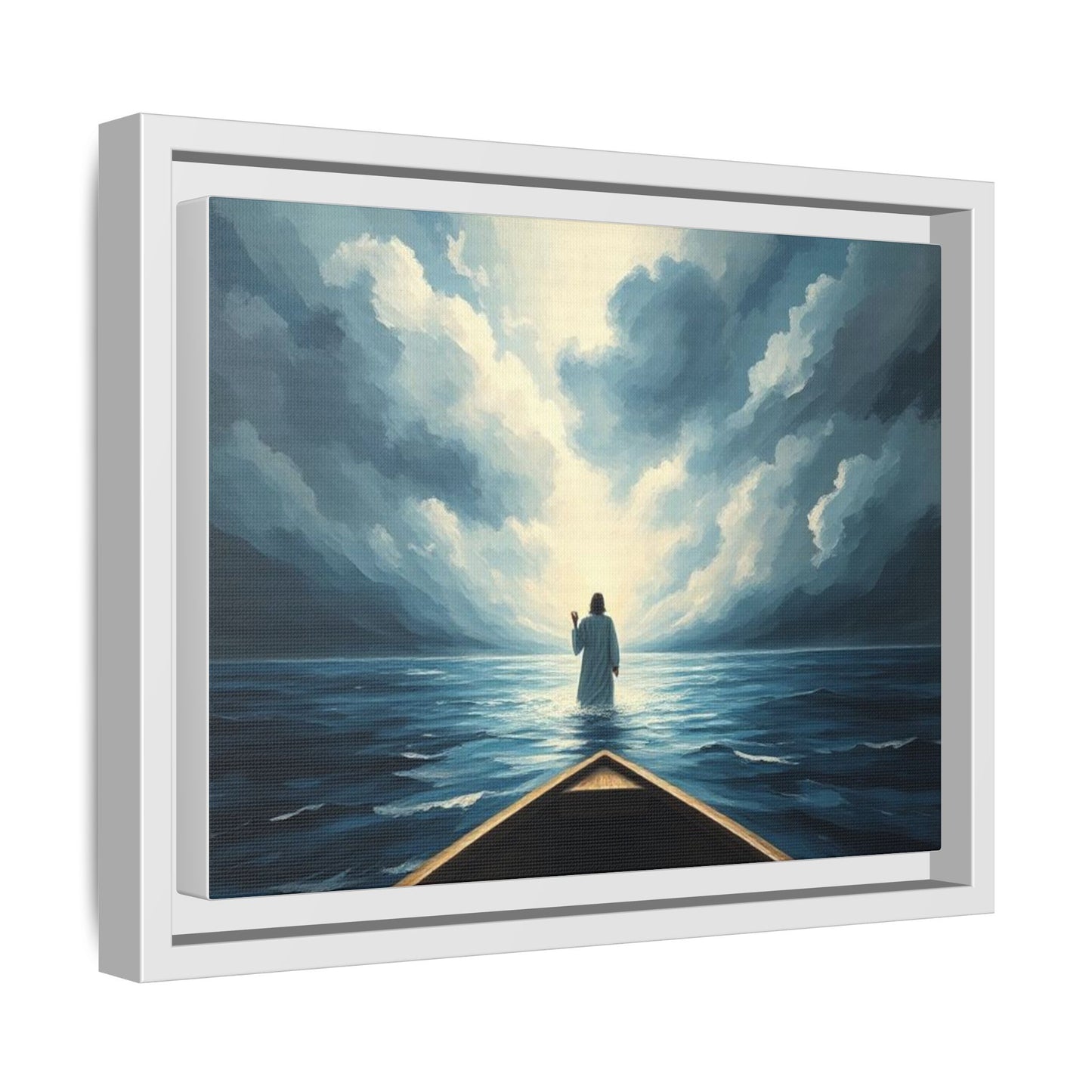 Serene Landscape Wall Art, Framed Canvas, Inspirational Home Decor, Religious Artwork, Spiritual Gift, Nautical Frame