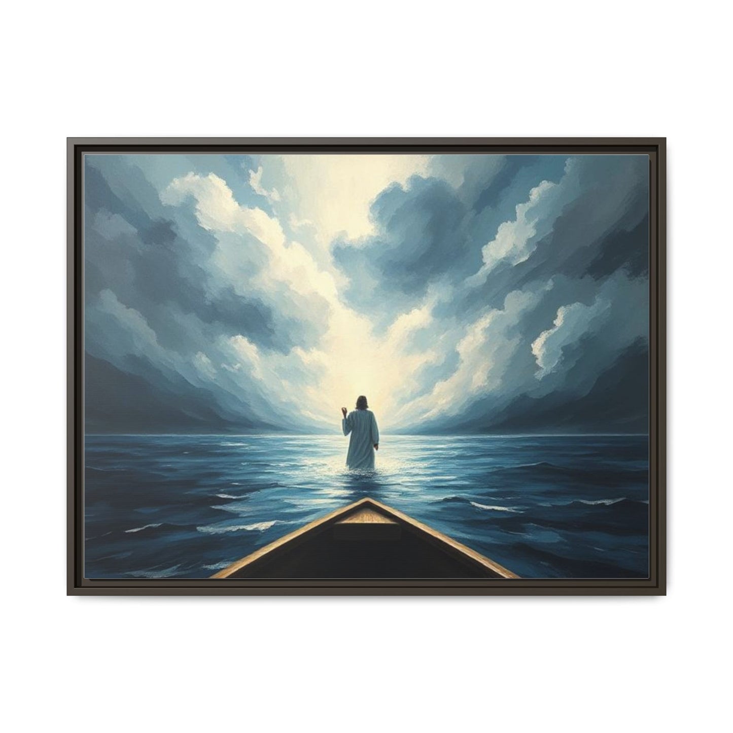 Serene Landscape Wall Art, Framed Canvas, Inspirational Home Decor, Religious Artwork, Spiritual Gift, Nautical Frame