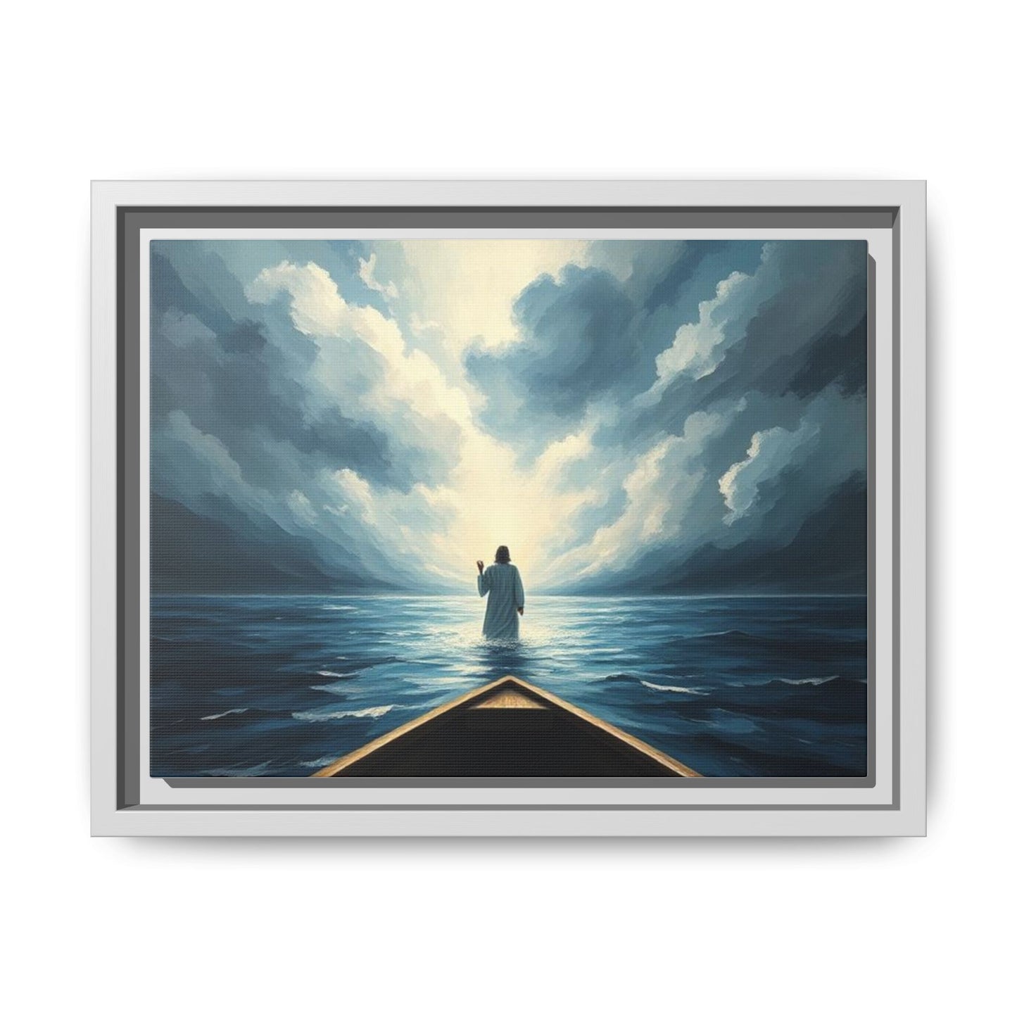 Serene Landscape Wall Art, Framed Canvas, Inspirational Home Decor, Religious Artwork, Spiritual Gift, Nautical Frame