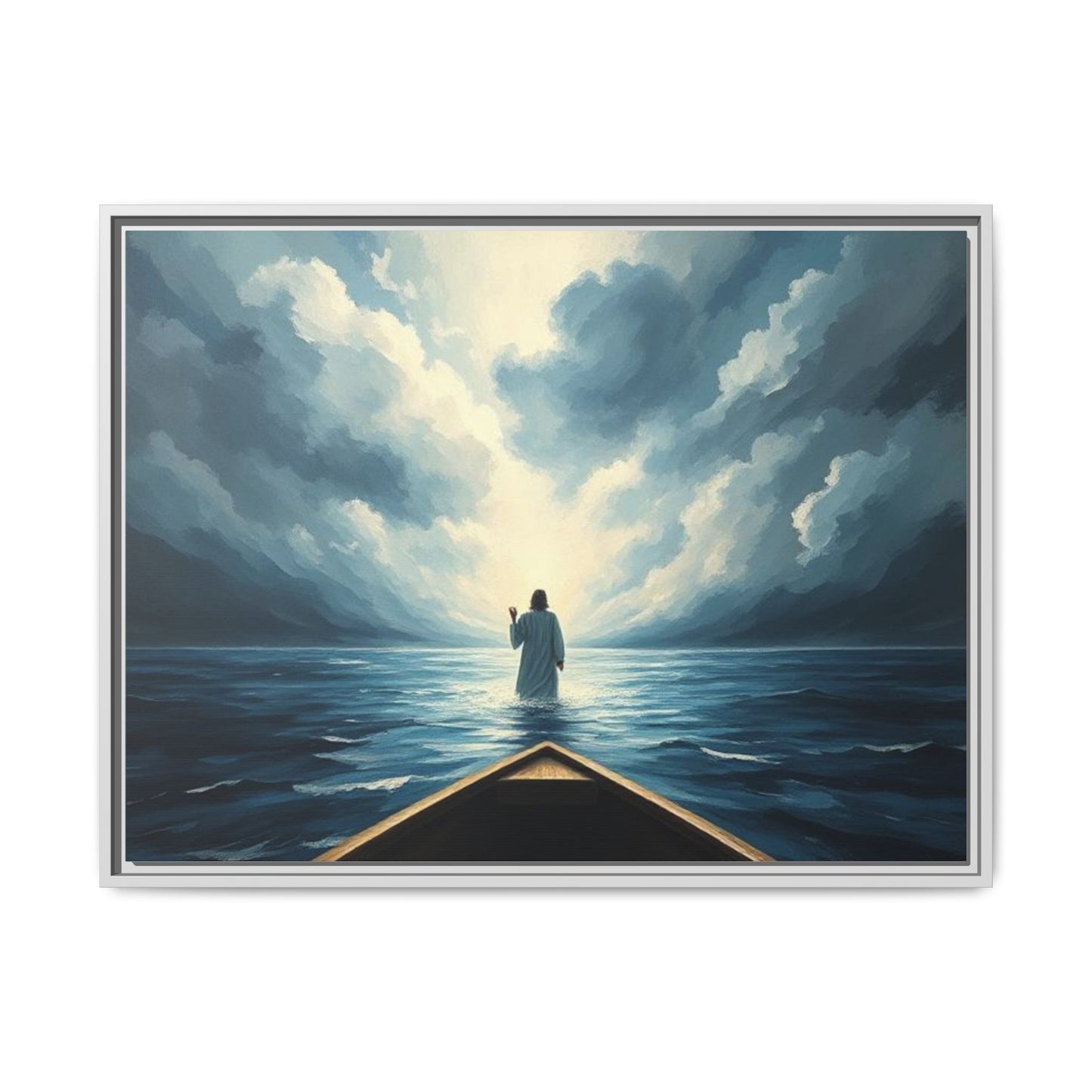 Serene Landscape Wall Art, Framed Canvas, Inspirational Home Decor, Religious Artwork, Spiritual Gift, Nautical Frame