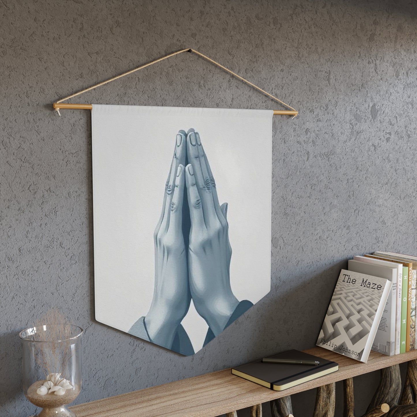 Serene Prayer Pennant Wall Hanging, Spiritual Home Decor, Minimalist Artwork, Meditation Decor, Unique Gift for Relaxation