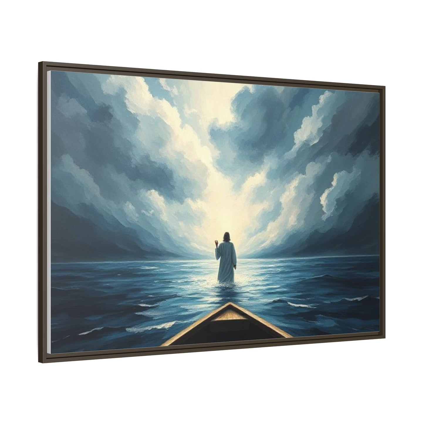 Serene Landscape Wall Art, Framed Canvas, Inspirational Home Decor, Religious Artwork, Spiritual Gift, Nautical Frame