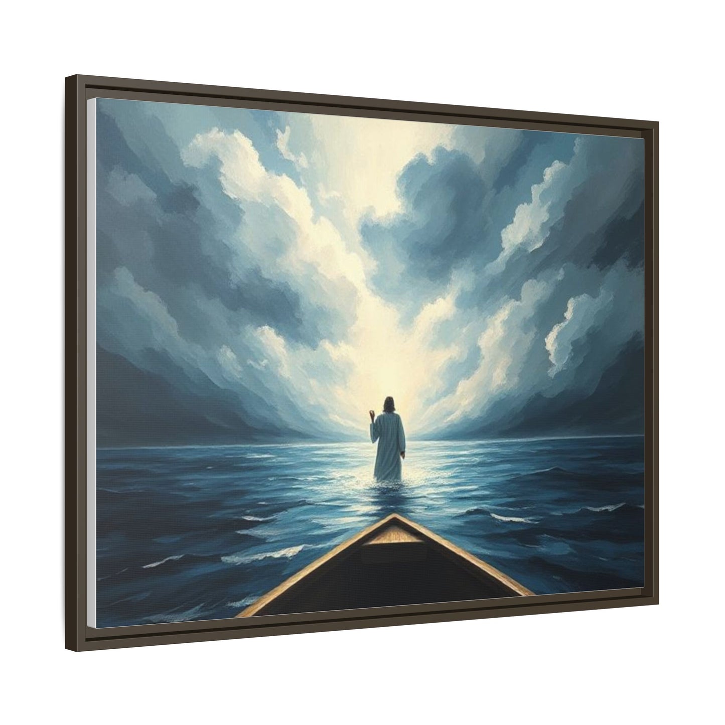 Serene Landscape Wall Art, Framed Canvas, Inspirational Home Decor, Religious Artwork, Spiritual Gift, Nautical Frame