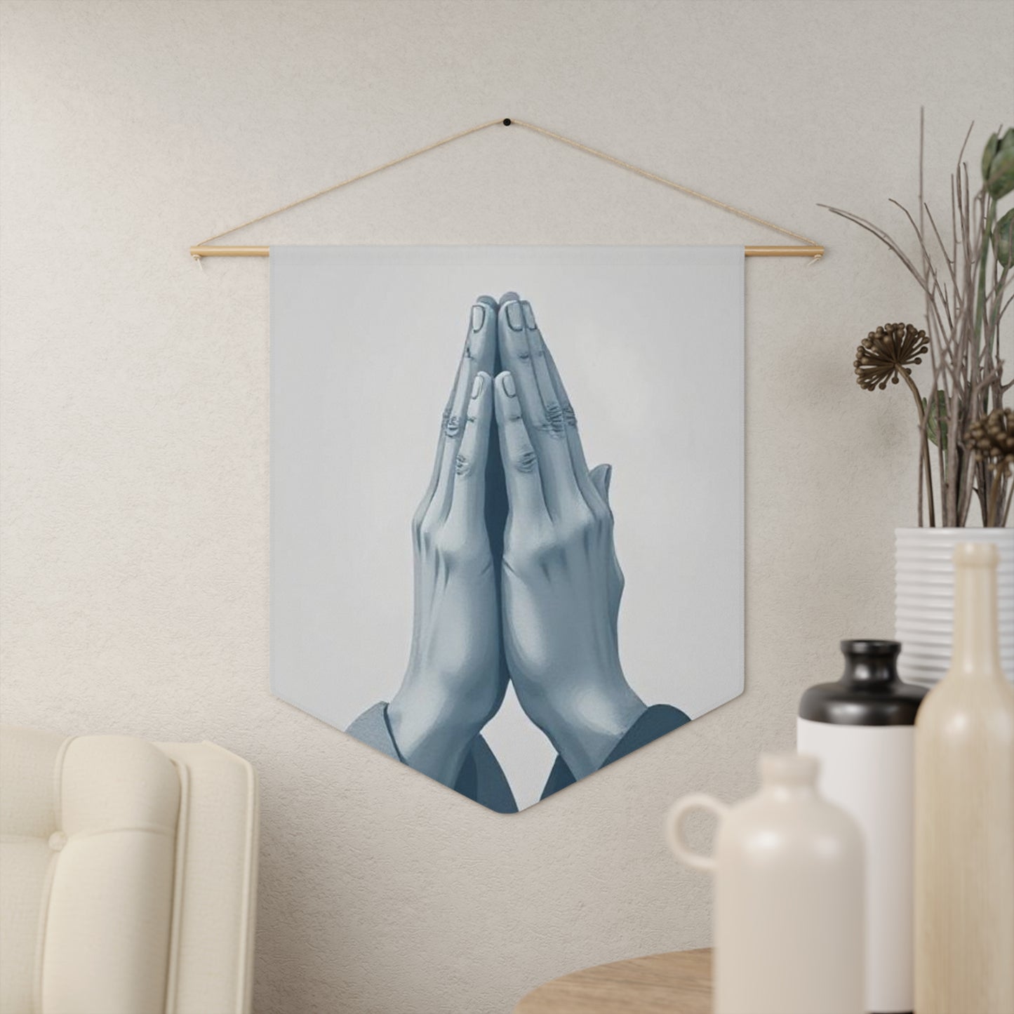 Serene Prayer Pennant Wall Hanging, Spiritual Home Decor, Minimalist Artwork, Meditation Decor, Unique Gift for Relaxation